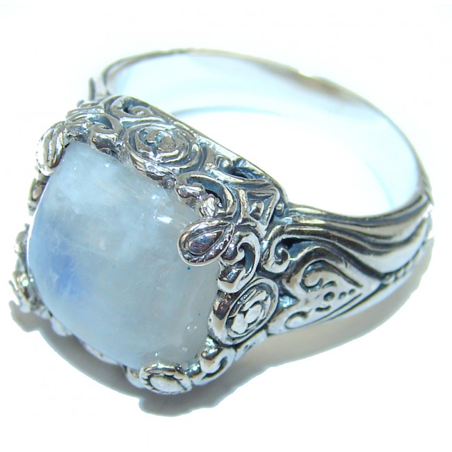 Best quality Genuine Fire Moonstone .925 Sterling Silver handcrafted ring size 6 1/4