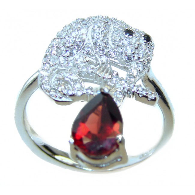 Lazy Cat real Garnet .925 Sterling Silver Ring size 8