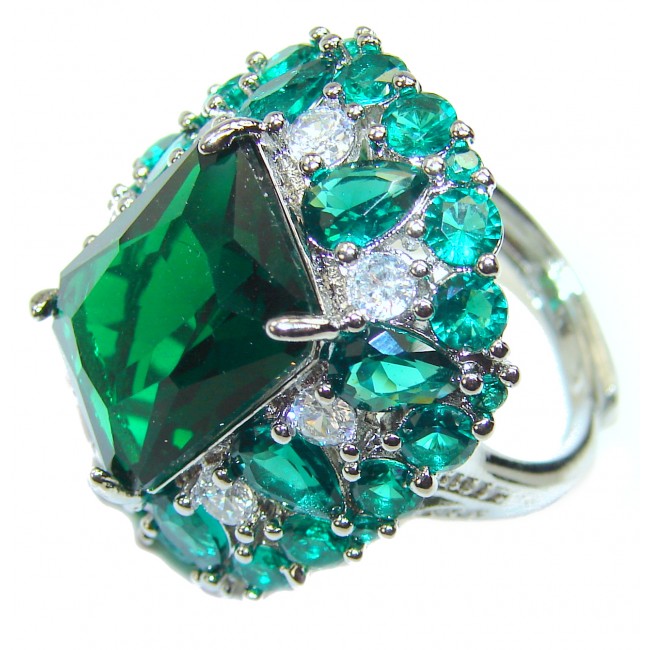 Best quality Green Topaz .925 Sterling Silver handcrafted Ring Size 8 adjustable