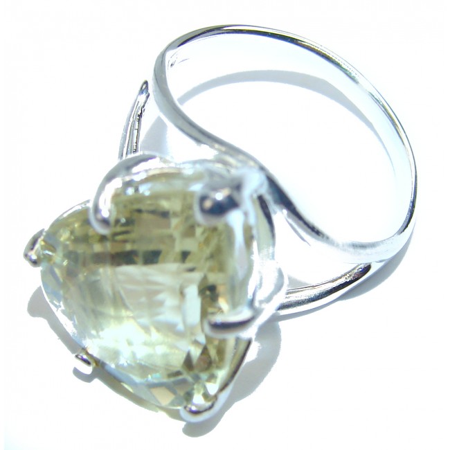 Summer Day 18.5 carat Natural Citrine .925 Sterling Silver handmade HUGE Cocktail Ring s. 9 3/4