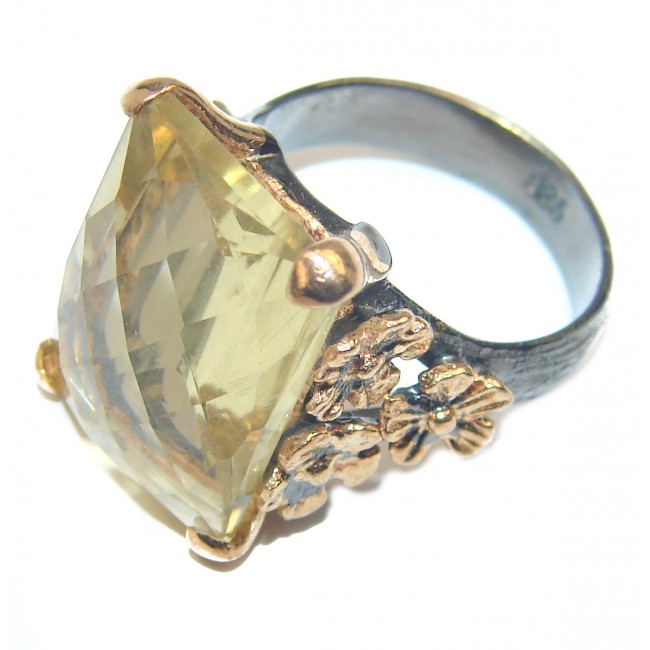 Luxurious Style Natural Citrine .925 Sterling Silver handmade Cocktail Ring s. 5