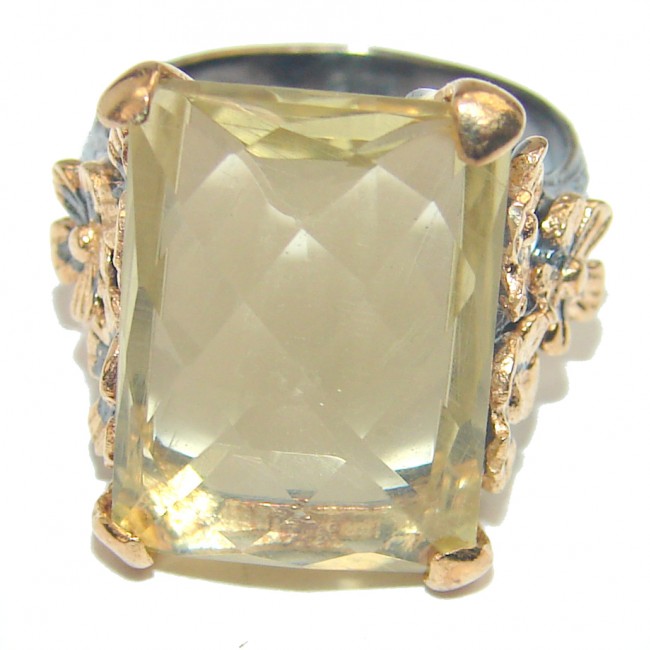 Luxurious Style Natural Citrine .925 Sterling Silver handmade Cocktail Ring s. 5