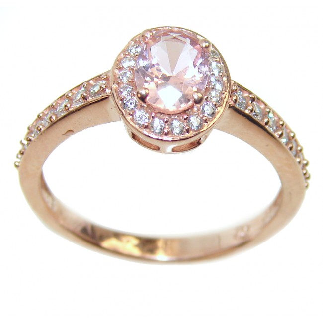 Exceptional Morganite 14K Rose Gold over .925 Sterling Silver handcrafted ring s. 8