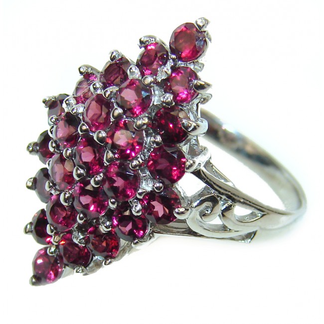 Victorian Style Ruby .925 Sterling Silver handcrafted ring; s. 8 1/4
