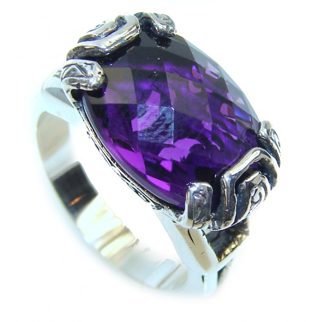 Purple Beauty 14.5 carat authentic Amethyst .925 Sterling Silver Ring size 7