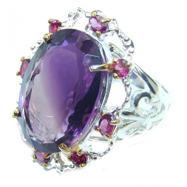 Purple Beauty 28.5 carat authentic Amethyst .925 Sterling Silver Ring size 9