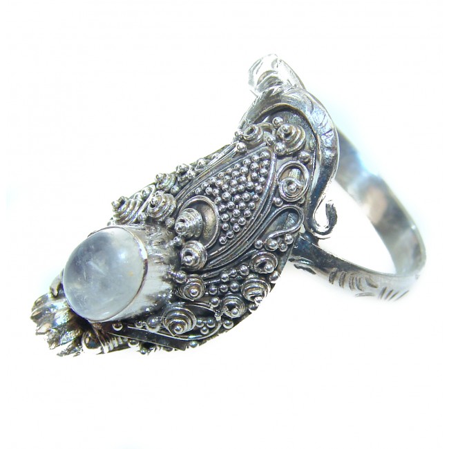 Cobra Genuine Fire Moonstone .925 Sterling Silver handcrafted ring size 10