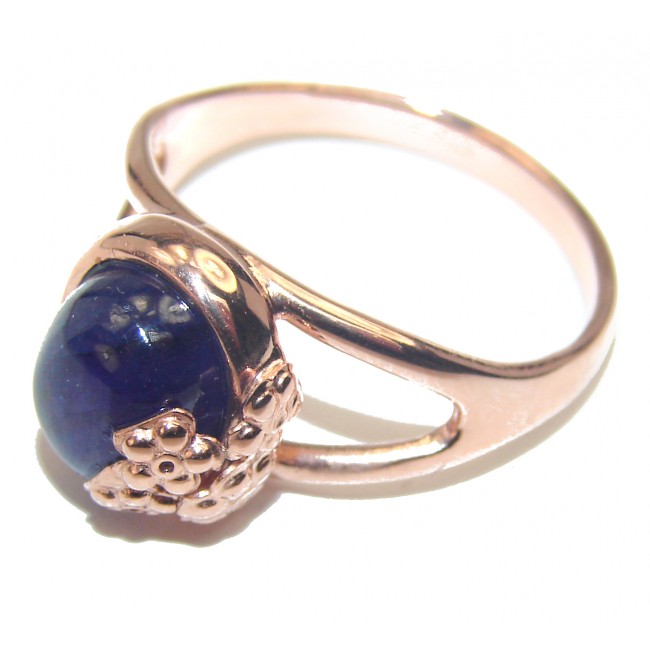 Royal quality unique Blue Star Sapphire 14K Gold over .925 Sterling Silver handcrafted Ring size 9