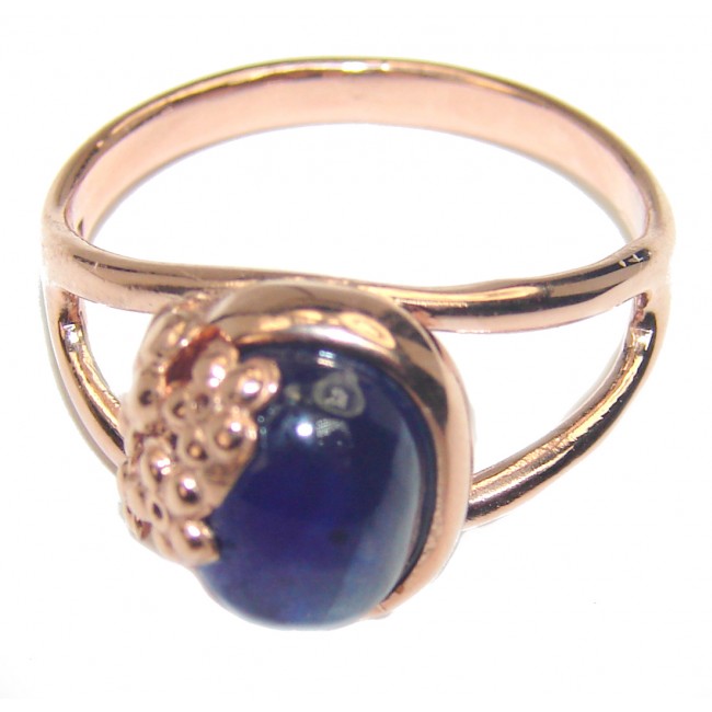 Royal quality unique Blue Star Sapphire 14K Gold over .925 Sterling Silver handcrafted Ring size 9