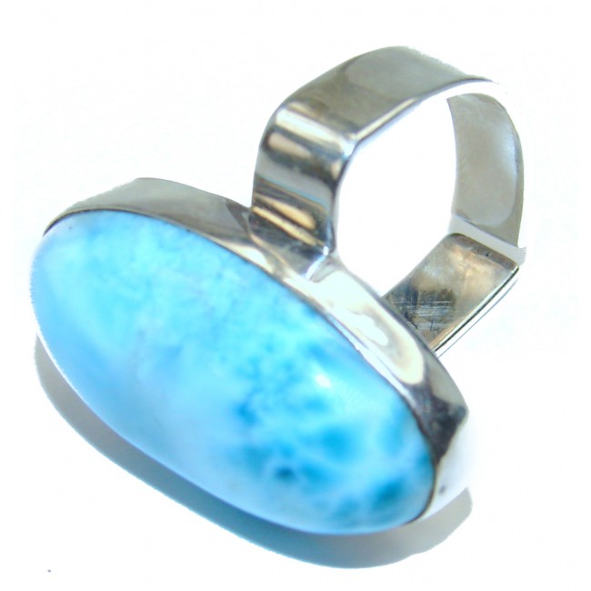 18.6 carat Larimar black rhodium over .925 Sterling Silver handcrafted Ring s. 8