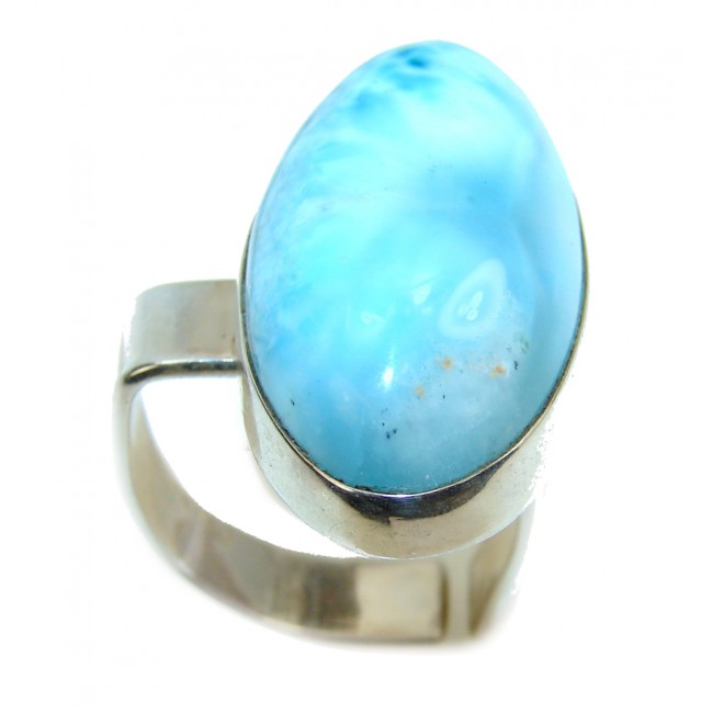18.6 carat Larimar black rhodium over .925 Sterling Silver handcrafted Ring s. 8