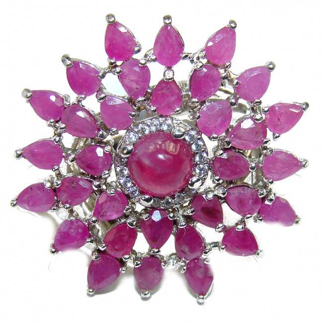 Victorian Style Ruby .925 Sterling Silver handcrafted ring; s. 8 adjustable