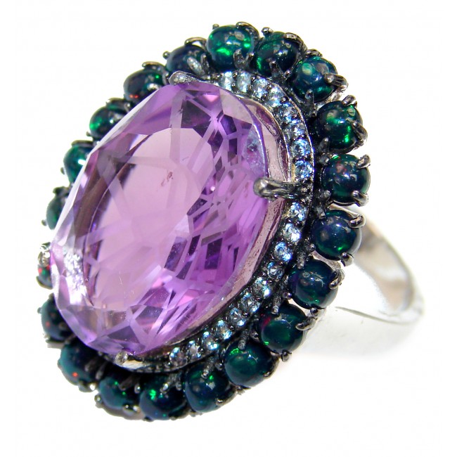 Vintage Style 15.2 carat Amethyst .925 Sterling Silver handmade Cocktail Ring s. 8