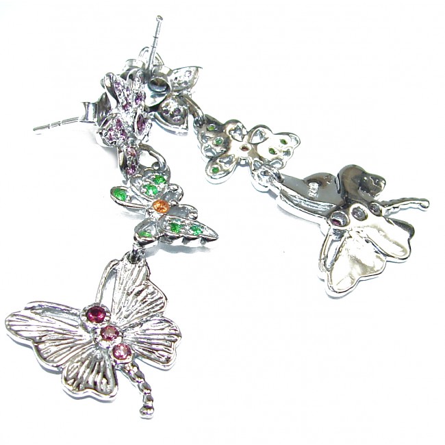 Posh Butterflies Authentic Sapphire .925 Sterling Silver handmade earrings