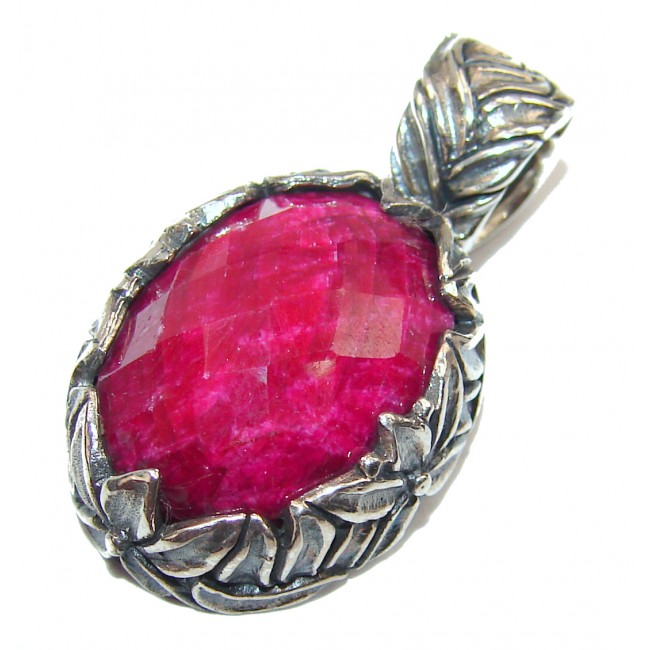 Precious Treasure Genuine Kasmir Ruby .925 Sterling Silver handmade Pendant
