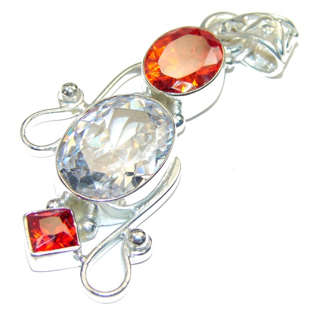 12.2 carat Rose Quartz .925 Sterling Silver brilliantly handcrafted pendant