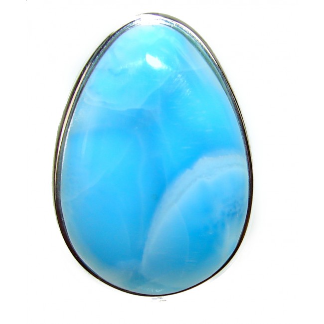 Natural Larimar .925 Sterling Silver handcrafted Ring s. 6 3/4
