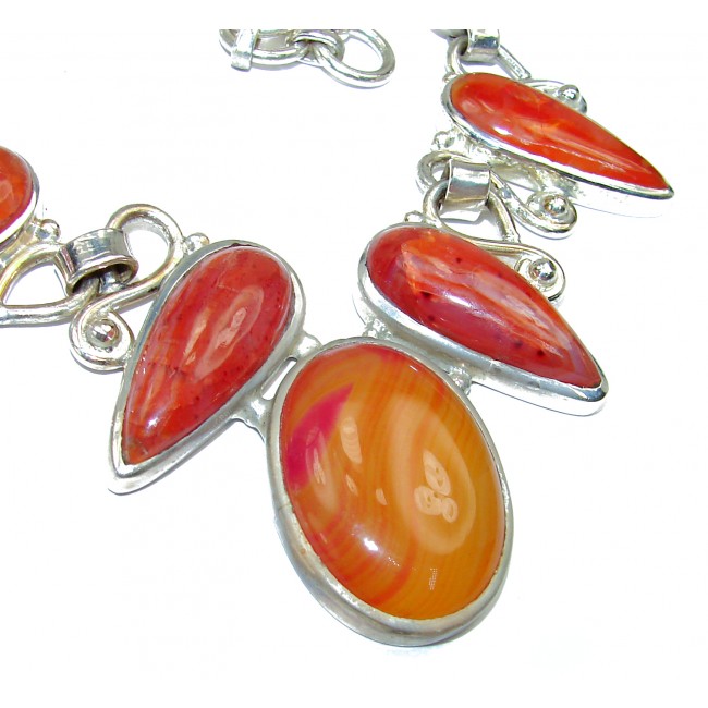 Love And Friendship Orange Carnelian .925 Sterling Silver Necklace