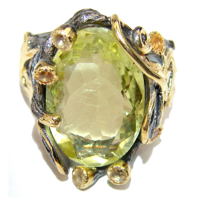 Luxurious Style Natural Citrine .925 Sterling Silver handmade Cocktail Ring s. 8 1/4
