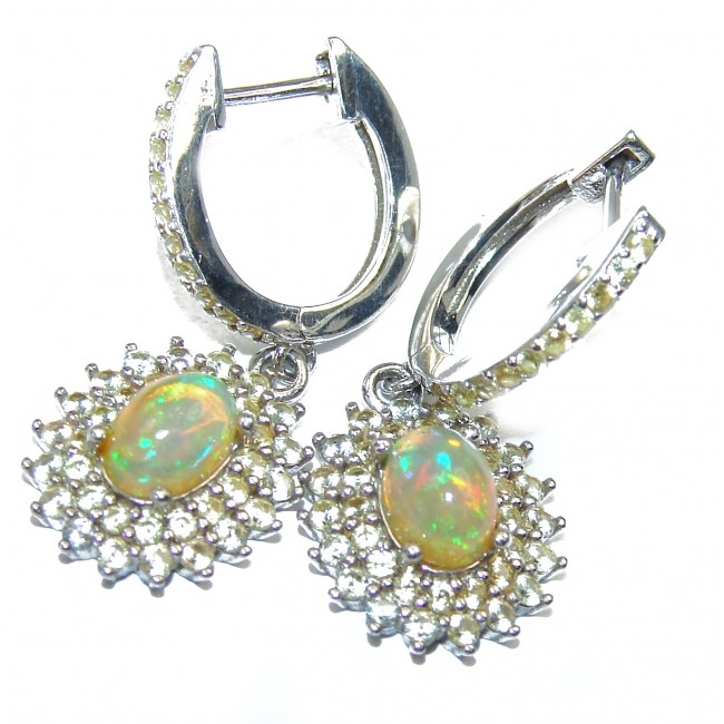 Venetian night Genuine Ethiopian Opal Sapphire .925 Sterling Silver handcrafted Earrings