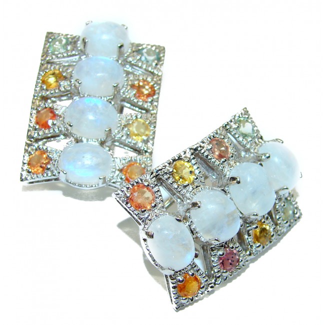 Real Beauty Spectacular quality Authentic Moonstone .925 Sterling Silver handmade earrings