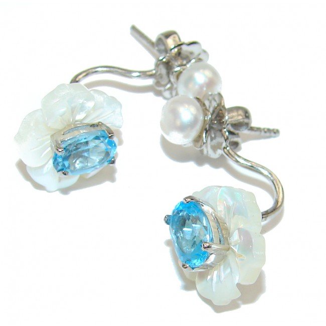White Flower Blister Pearl .925 Sterling Silver earrings