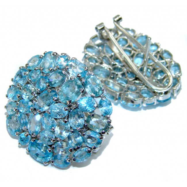 Abundance of Joy authentic Swiss Blue Topaz .925 Sterling Silver handcrafted Large earrings