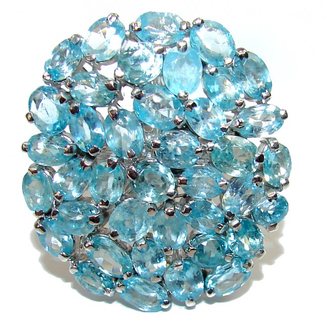 Abundance of Joy authentic Swiss Blue Topaz .925 Sterling Silver handmade Ring size 8 1/4