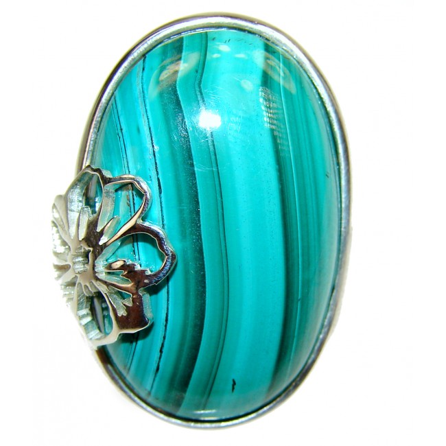 Green Beauty Malachite .925 Sterling Silver handcrafted ring size 7 1/4