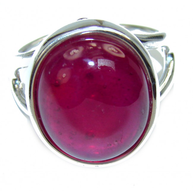 Victorian Style Ruby .925 Sterling Silver handcrafted ring; s. 8