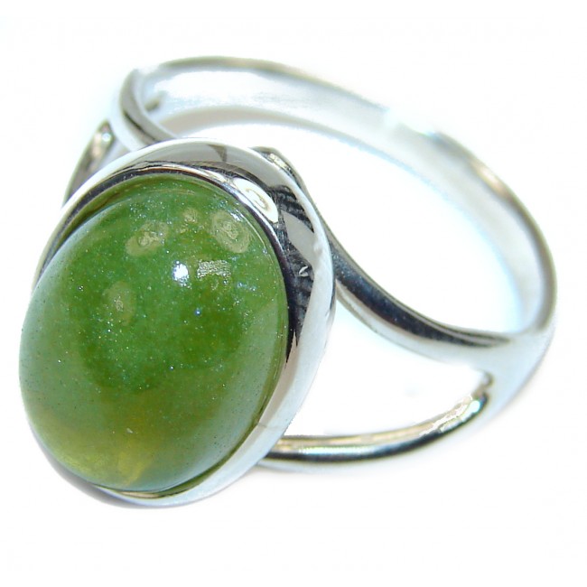 Authentic 8.5ctw Green Tourmaline .925 Sterling Silver brilliantly handcrafted ring s. 9 1/2