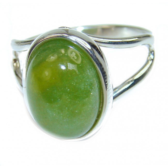 Authentic 8.5ctw Green Tourmaline .925 Sterling Silver brilliantly handcrafted ring s. 9 1/2