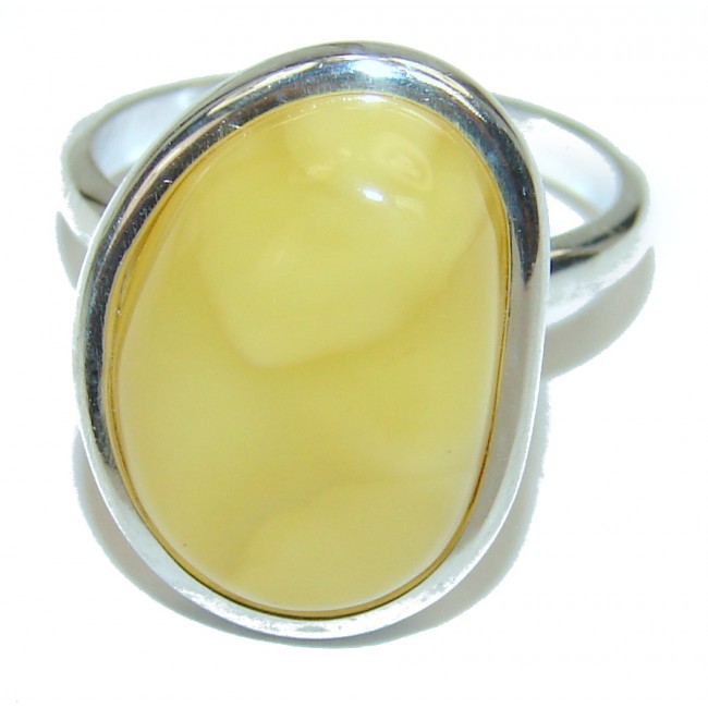 Authentic rare Butterscotch Baltic Amber .925 Sterling Silver handcrafted ring; s. 7 1/4