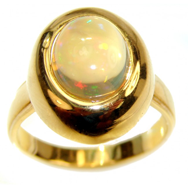 Vintage Design 8.6ctw Genuine Ethiopian Opal 18K Gold over .925 Sterling Silver handmade Ring size 8 1/4