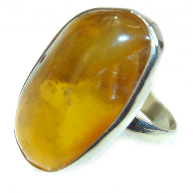 Authentic best quality Baltic Amber .925 Sterling Silver handcrafted ring; s. 7 1/4