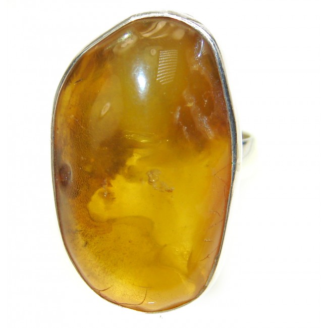 Authentic best quality Baltic Amber .925 Sterling Silver handcrafted ring; s. 7 1/4
