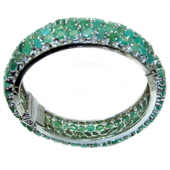 Spectacular authentic Emerald .925 Sterling Silver handmade bangle Bracelet