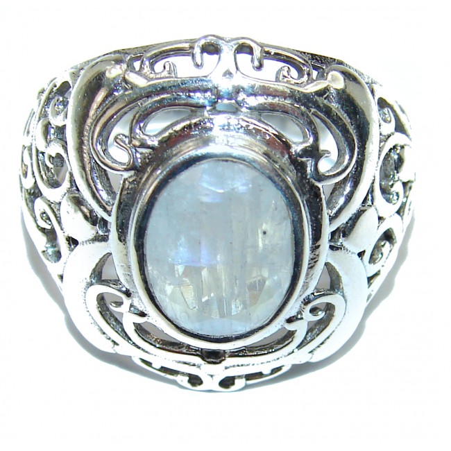 Best quality Genuine Fire Moonstone .925 Sterling Silver handcrafted ring size 9