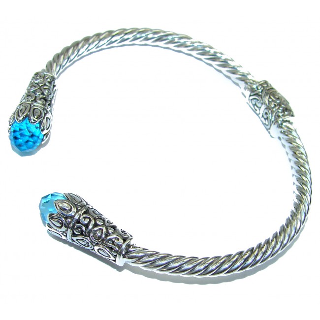 Enchanted Beauty Swiss Blue Topaz .925 Sterling Silver Bracelet / Cuff