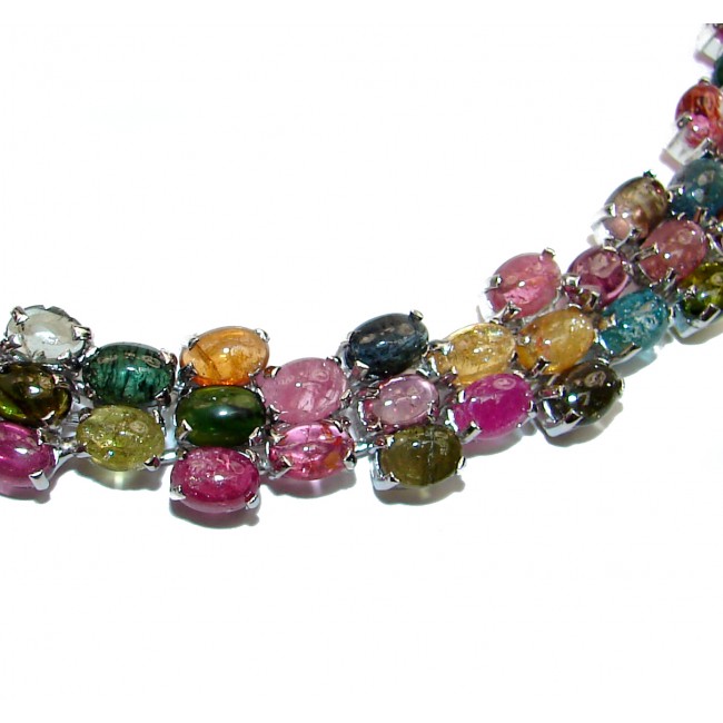 HUGE Precious authentic Brazilian Watermelon Tourmaline .925 Sterling Silver handcrafted necklace