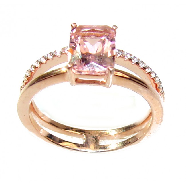 Exceptional Morganite 14K Rose Gold over .925 Sterling Silver handcrafted ring s. 7
