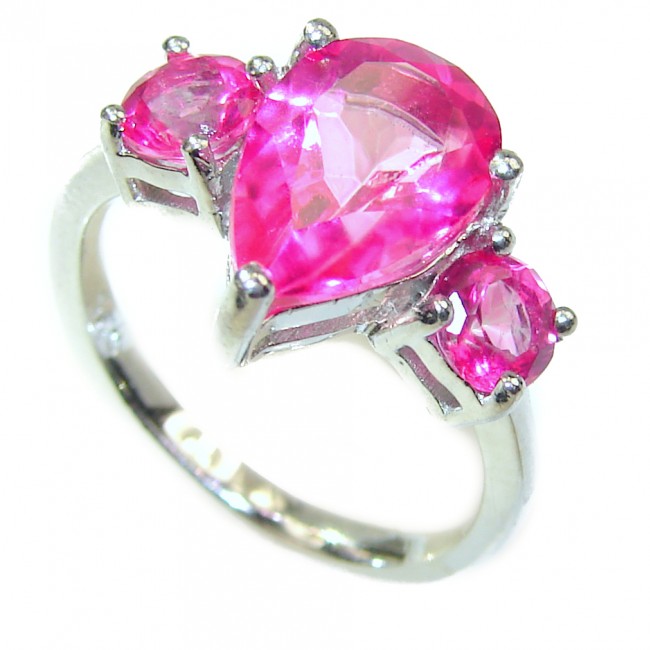 Sweet Pink Topaz .925 Silver handcrafted Ring s. 7