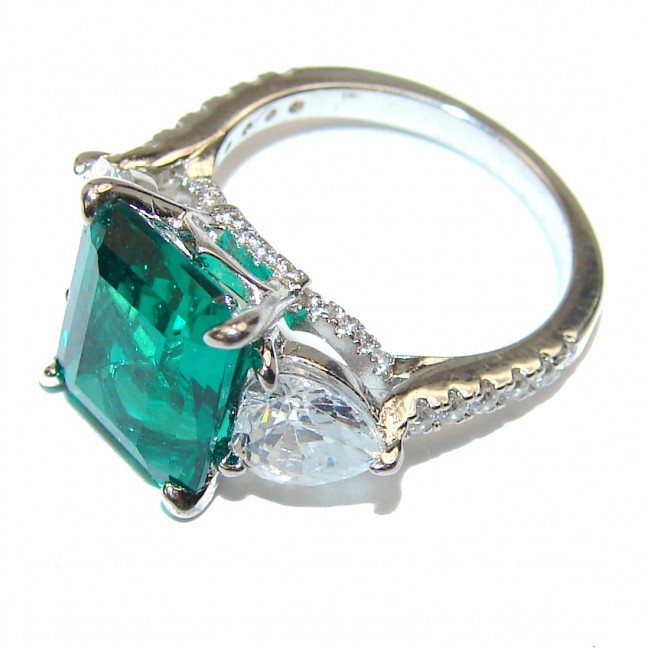 Precious Green Topaz .925 Sterling Silver Statement HUGE Ring s. 5