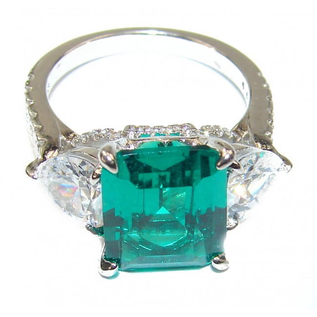 Precious Green Topaz .925 Sterling Silver Statement HUGE Ring s. 5