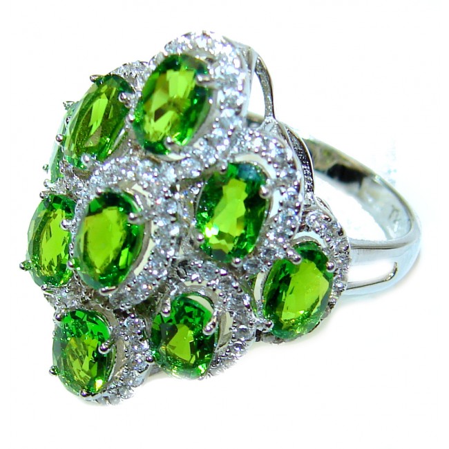 Spectacular Natural Chrome Diopside .925 Sterling Silver handmade Statement ring s. 9