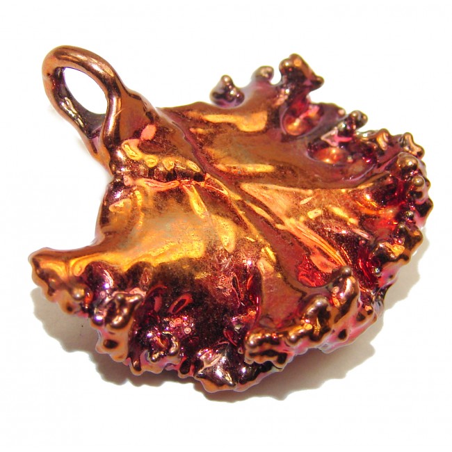 Stylish Deeped In Copper Leaves & .925 Sterling Silver Pendant