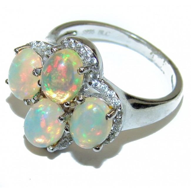 6.5 carat Ethiopian Opal .925 Sterling Silver handcrafted ring size 6