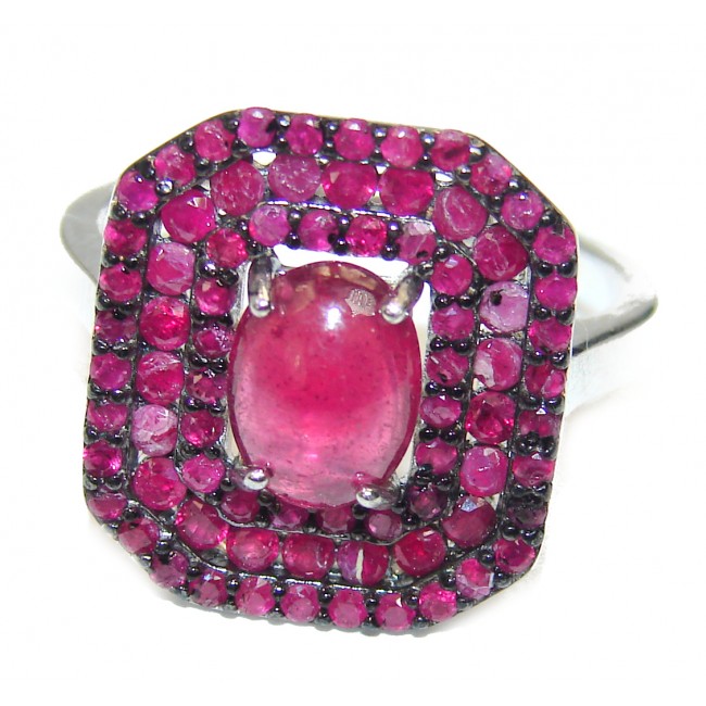 Ruby .925 Sterling Silver handcrafted ring; s. 7 1/4