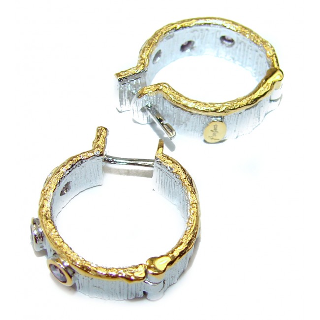 Sublime Amethyst 2 tones .925 Sterling Silver handmade earrings