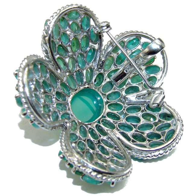 A Heart of the Nature Emerald .925 Sterling Silver handcrafted Pendant Brooch